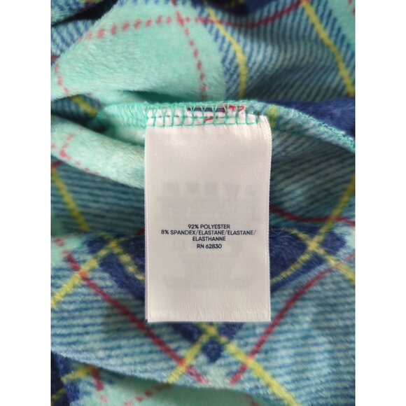 Lands End Womens Plaid blue mock neck turtleneck soft velvet Long Sleeve Top L/P - Picture 6 of 12